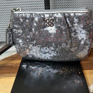 Coach Glittering Silver Sequin Clutch